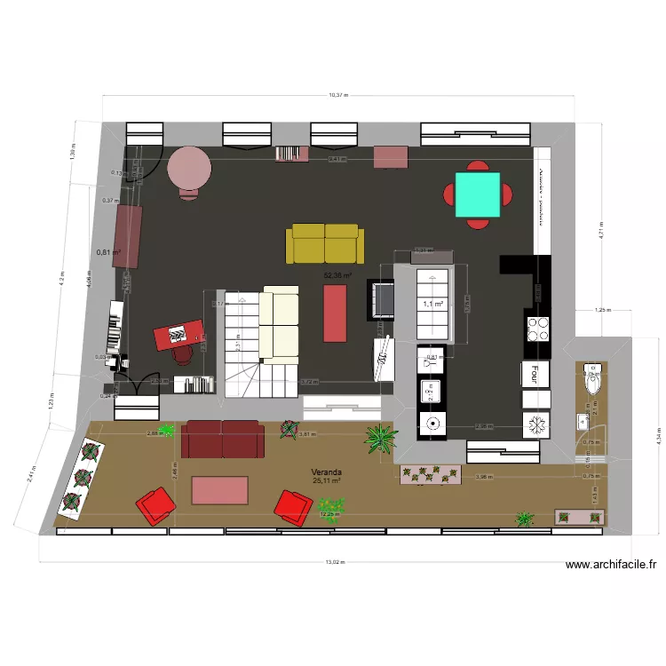 la mama. Plan de 17  et 192 m²
