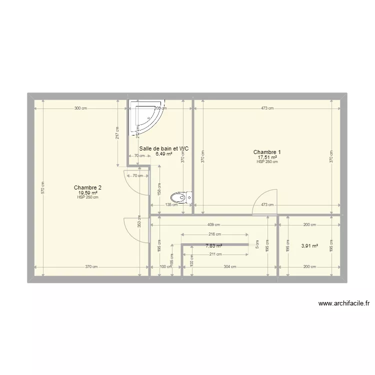 Folliot. Plan de 5  et 55 m²