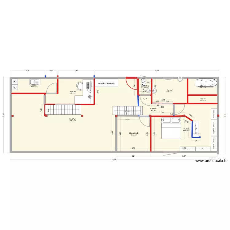 a lechelle haut 2 placo. Plan de 10 Pièces et 125 m²