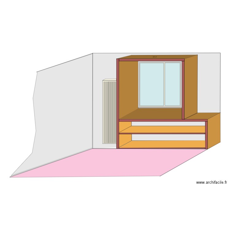 Perspective mur fenêtre. Plan de 0 pièce et 0 m2