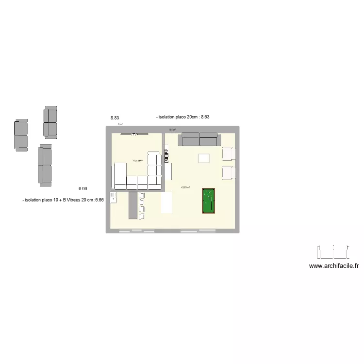 SALLE DE JEUX VERSION 5.2. Plan de 4 et 59 m² SALLE DE JEUX VERSION 5.2. Plan de 4 et 59 m²