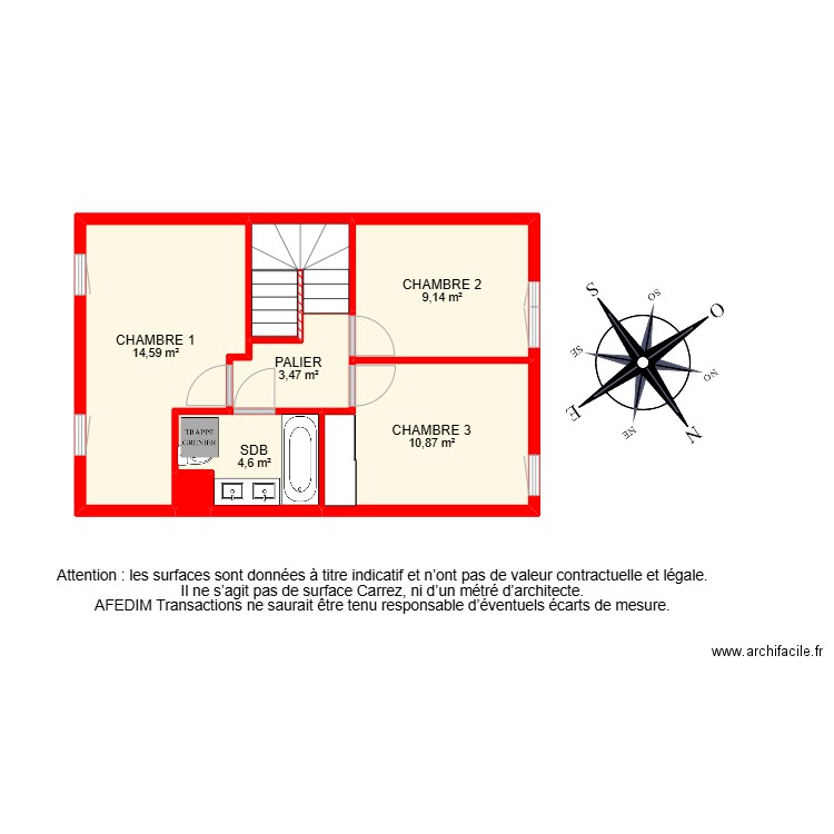 BI 27679-. Plan de 15 pièces et 126 m2
