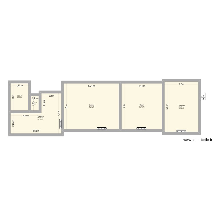 Van de POL. Plan de 6 pièces et 97 m2