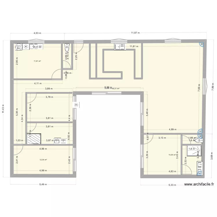 simon 1. Plan de 4 pièces et 129 m²