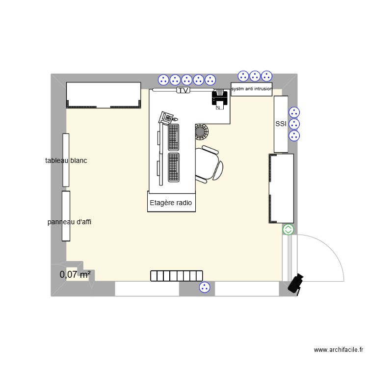 PC SECURITE. Plan de 2 pièces et 12 m2