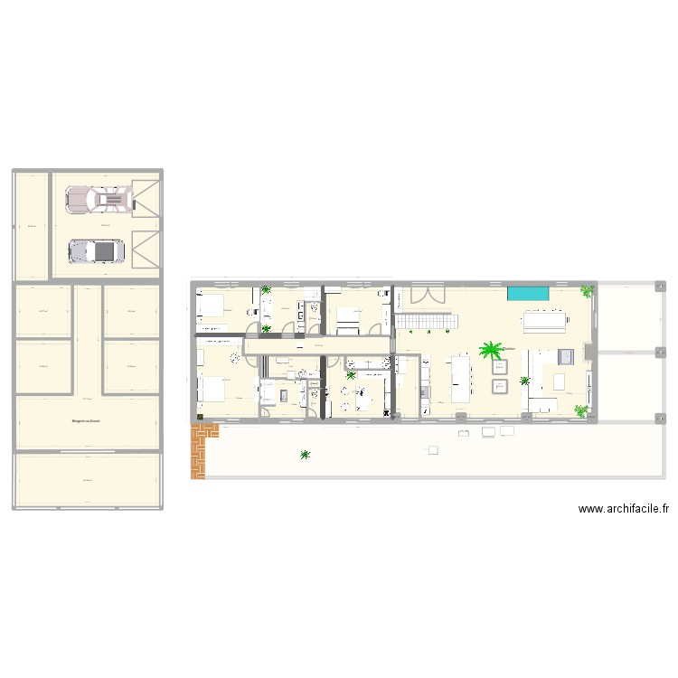 Villa Tarzan 50 test. Plan de 67 pièces et 1300 m2