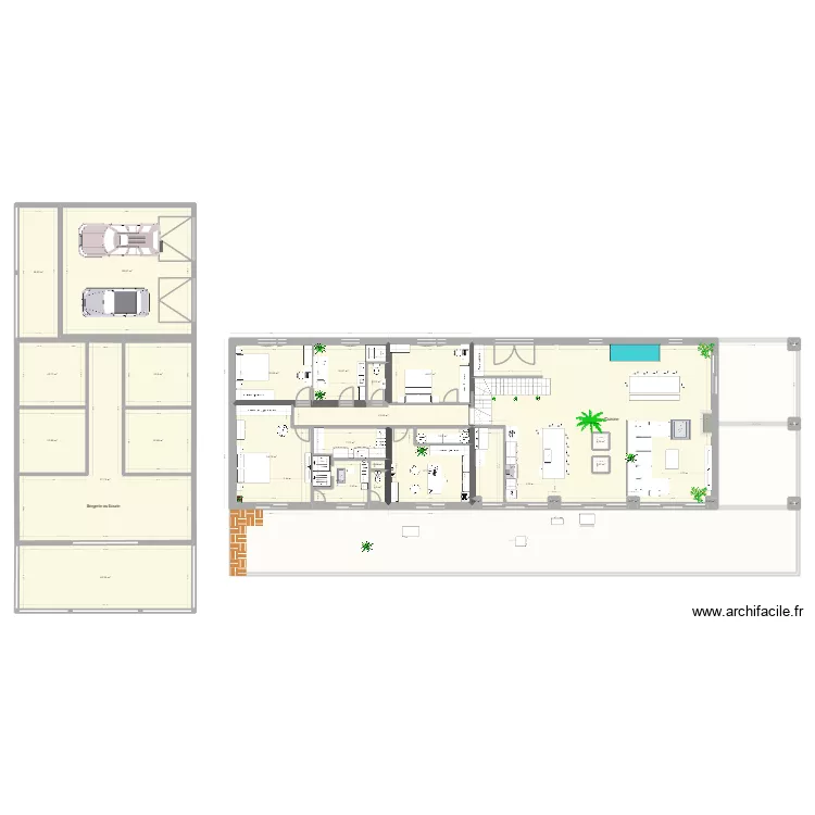 Villa Tarzan 50 test. Plan de 69  et 1326 m²