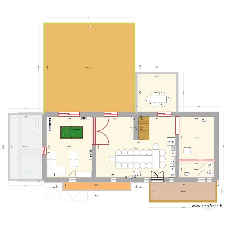 ferme-etage22. Plan de 32 pièces et 624 m2