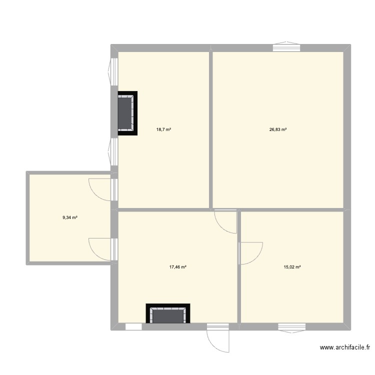 dependance vierge. Plan de 5 pièces et 87 m2