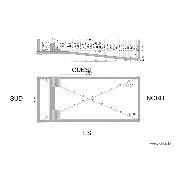 MUR EST+ DIAGONALES. Plan de 