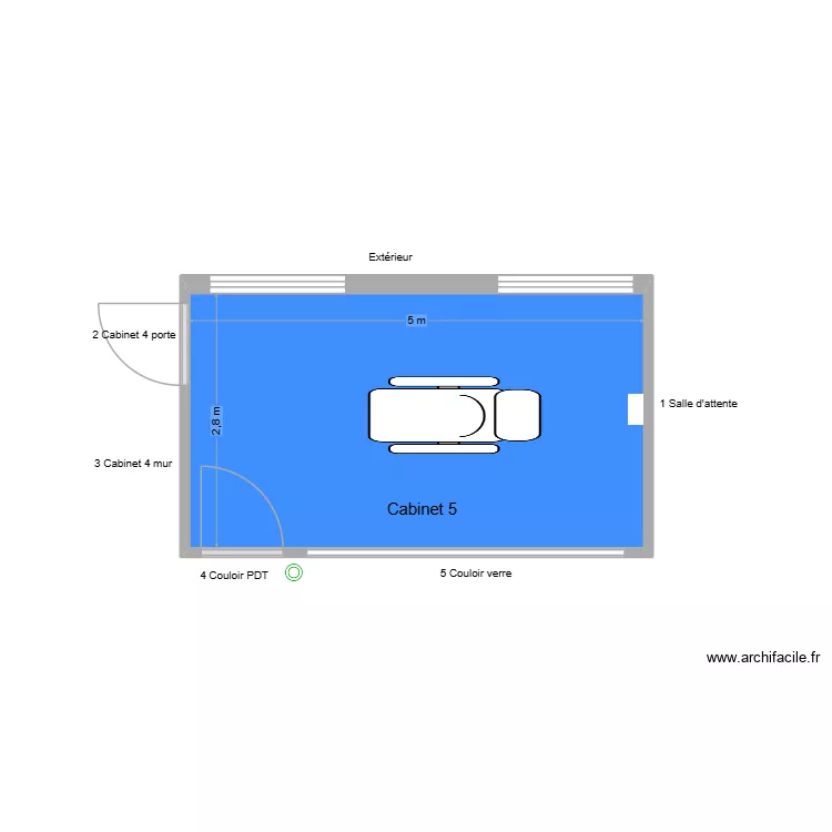 31720 Cabinet 5. Plan de 1  et 14 m²