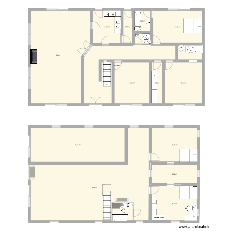 raches. Plan de 15 pièces et 340 m2