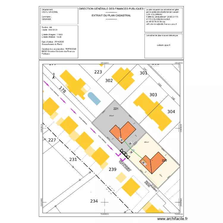 PROJET CUGNAUX dp SERVITUDE2. Plan de 2  et 1321 m²