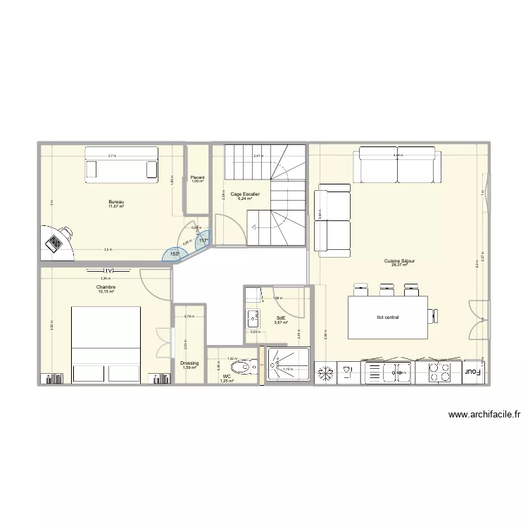 PV 1. Plan de 8  et 64 m²