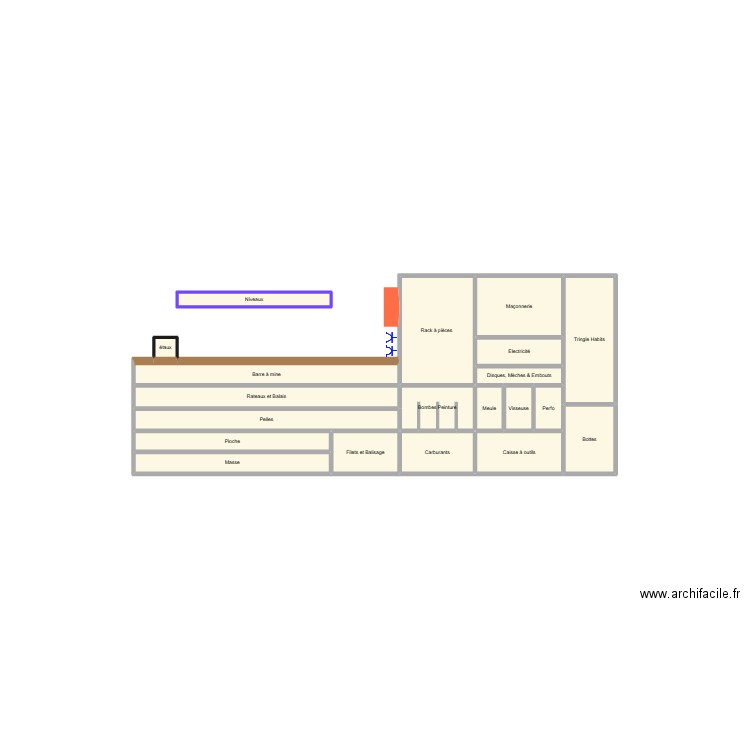 Camion manu. Plan de 20 pièces et 4 m2