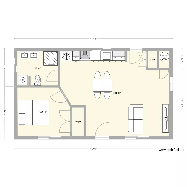mini maison 1. Plan de 6  et 50 m²