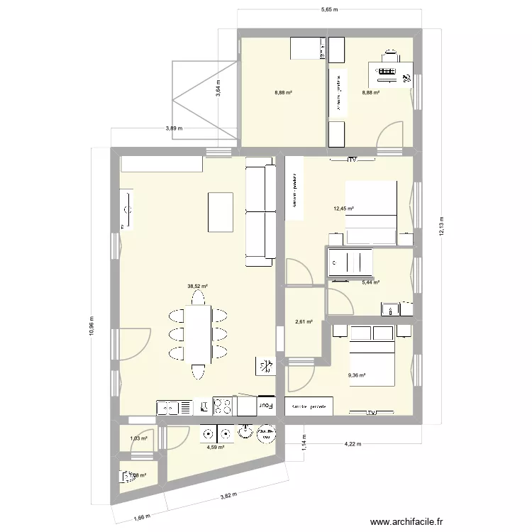 PLAN MAISON ECHELLE AMENAG&Eacute;. Plan de 10  et 93 m²