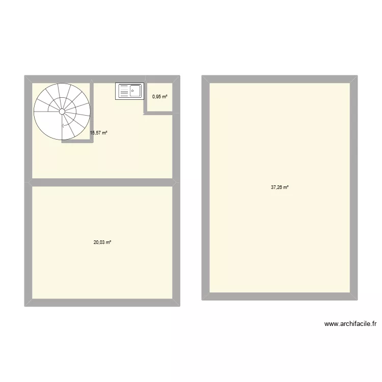 avant apres resto. Plan de 4  et 74 m²