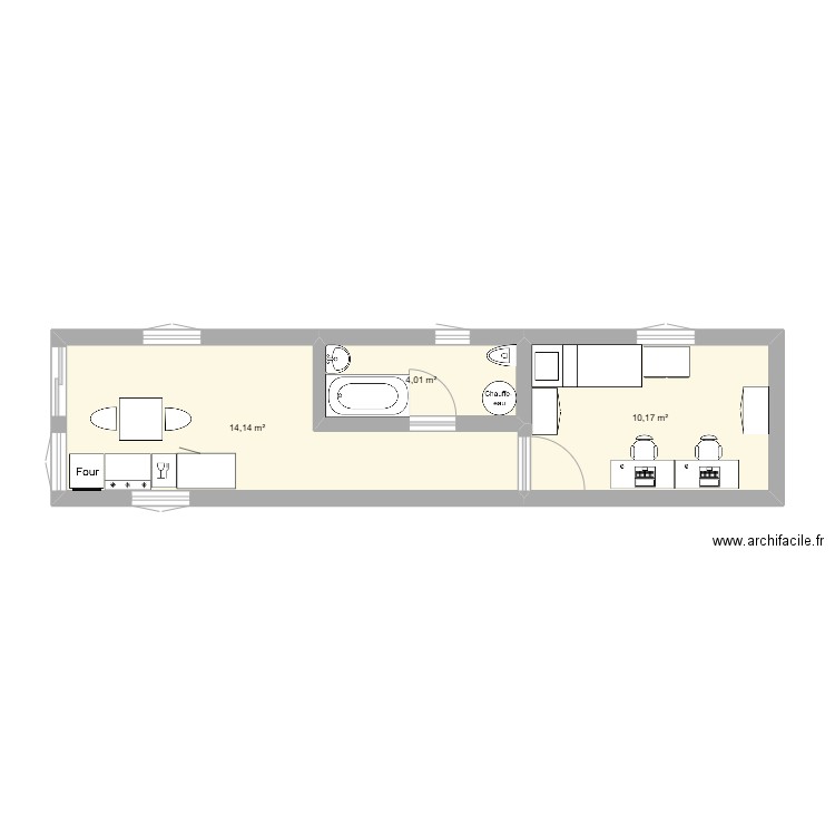 techno maison. Plan de 3 pièces et 28 m2