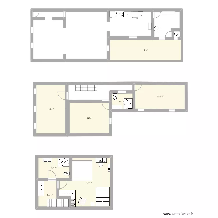 projet maisonn. Plan de 8  et 90 m²