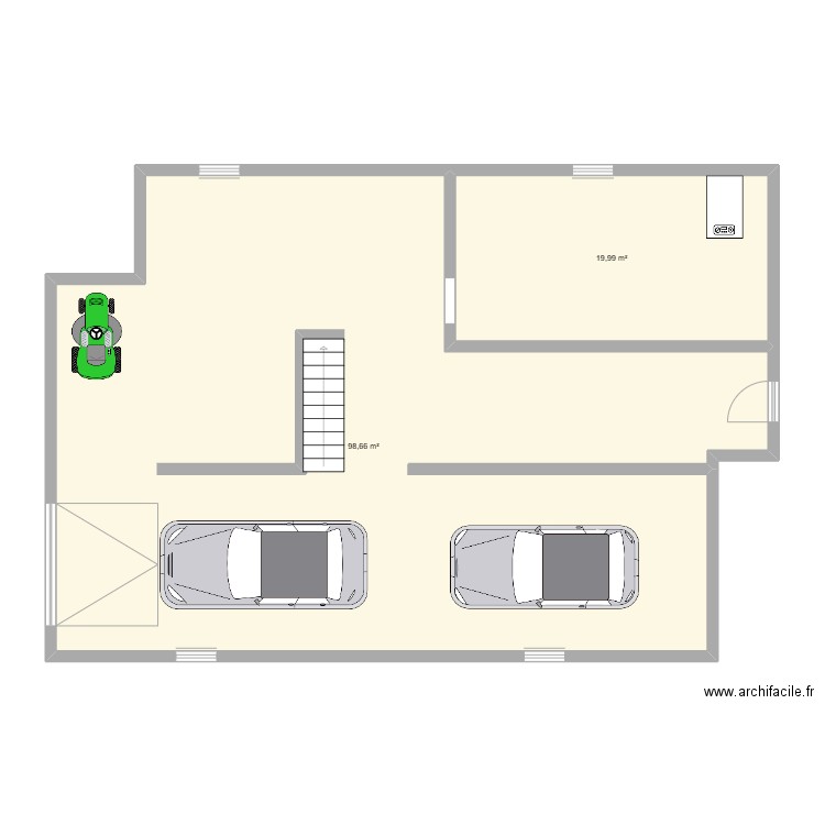 cave. Plan de 2 pièces et 119 m2