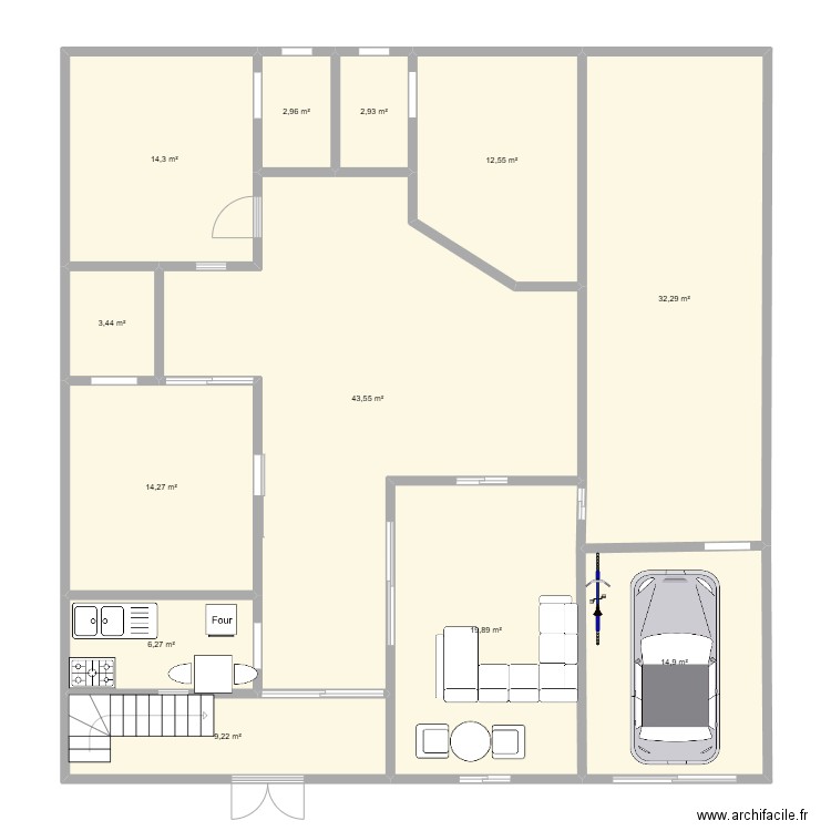 plan RDC. Plan de 12 pièces et 177 m2