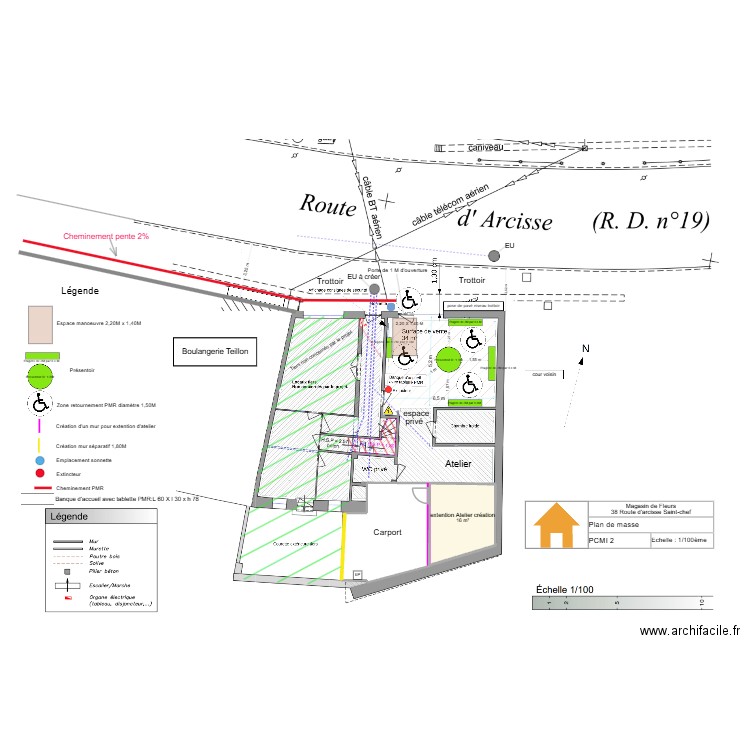 Plan masse. Plan de 2 pièces et 40 m2