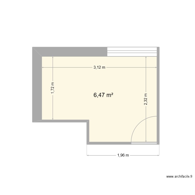 Local compresseur futur. Plan de 1 pièce et 6 m2