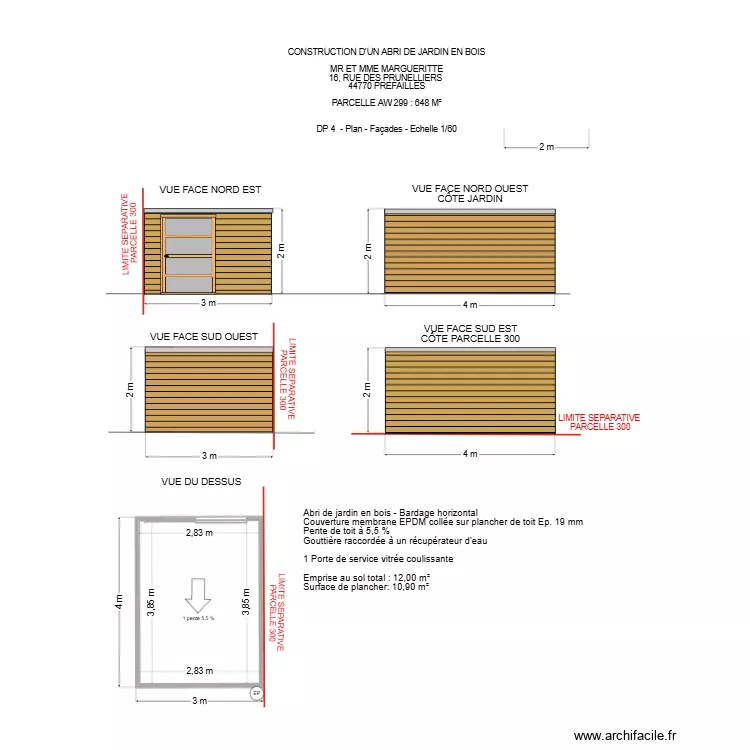 DP 4 margueritte. Plan de 1  et 11 m²