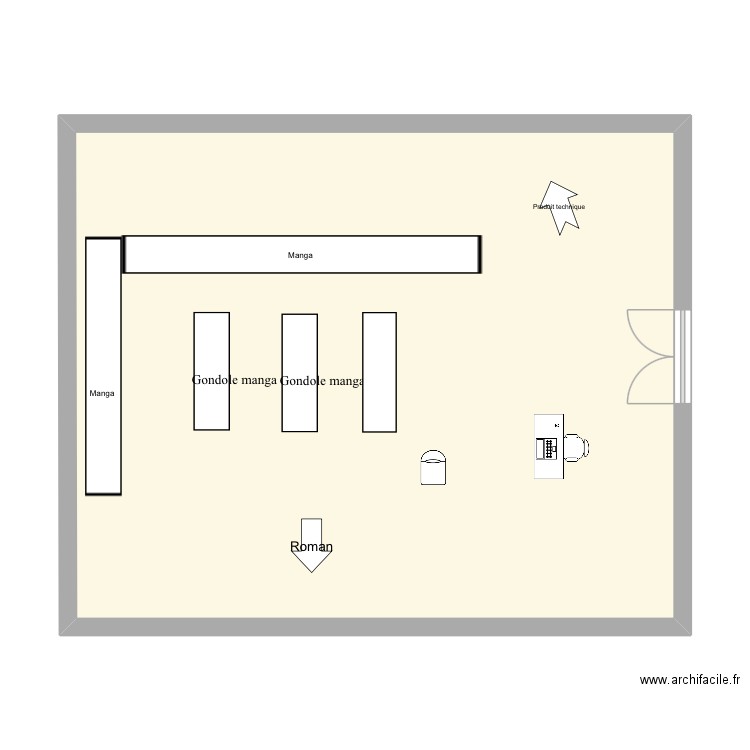 Agencement. Plan de 1 pièce et 65 m2