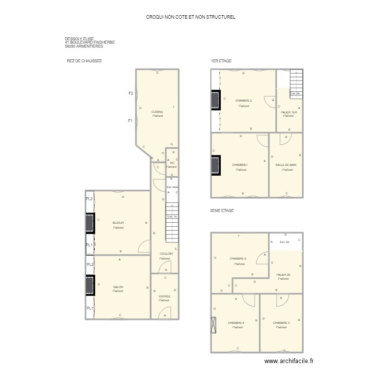 dessoly arm. Plan de 18 pièces et 160 m2