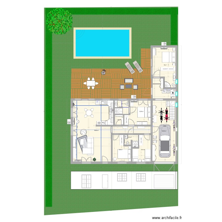VSM RENO F avec garage et extension - modif cuisine+sdb. Plan de 10 pièces et 158 m2