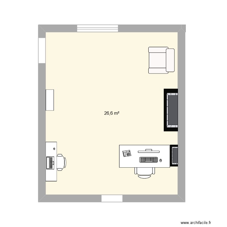 salon carmes. Plan de 1 pièce et 27 m2