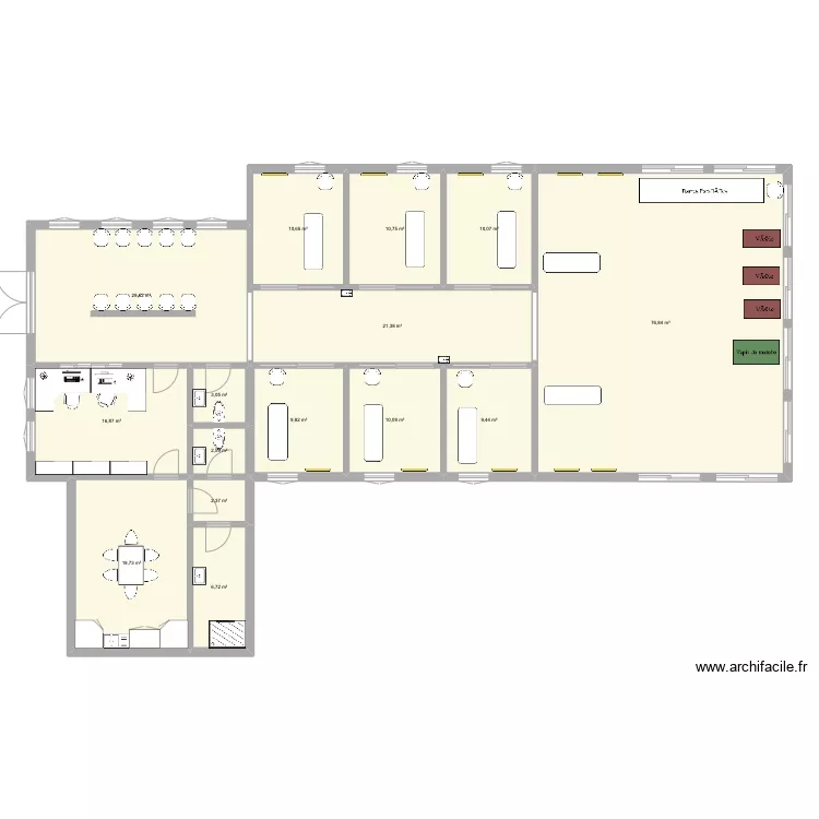 Plan poissac en T. Plan de 