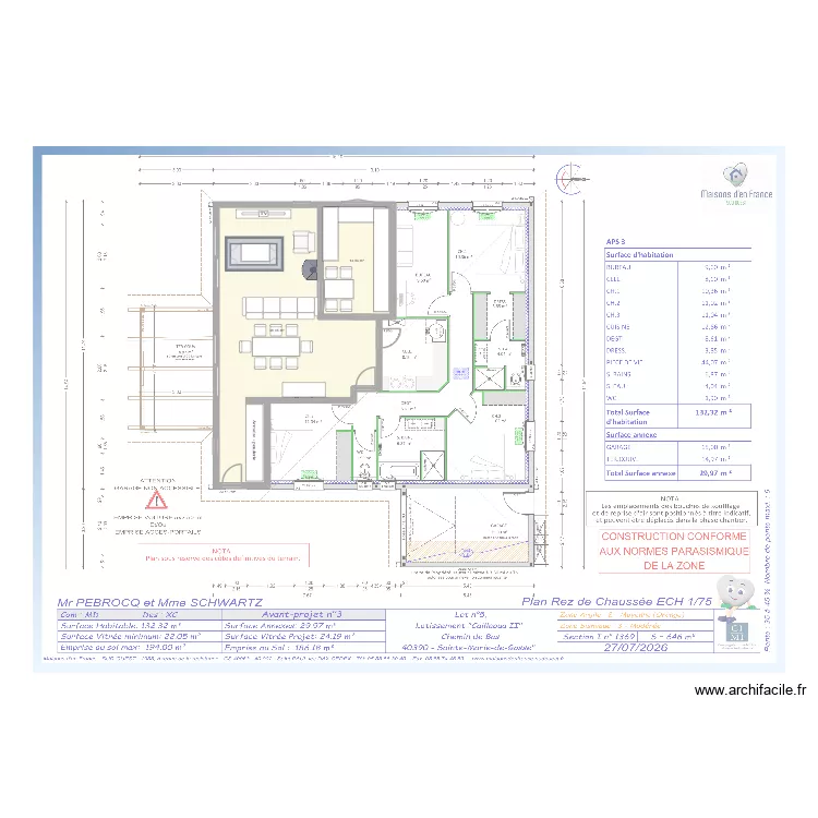 plan salon V2. Plan de 2 et 61 m² plan salon V2. Plan de 2 et 61 m²