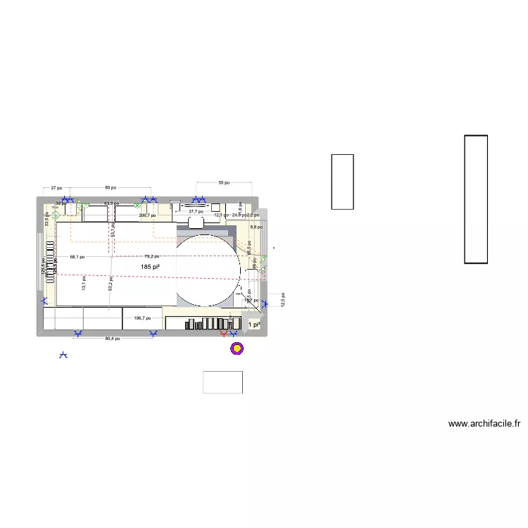 chambre Drolet v5. Plan de 2  et 17 m²
