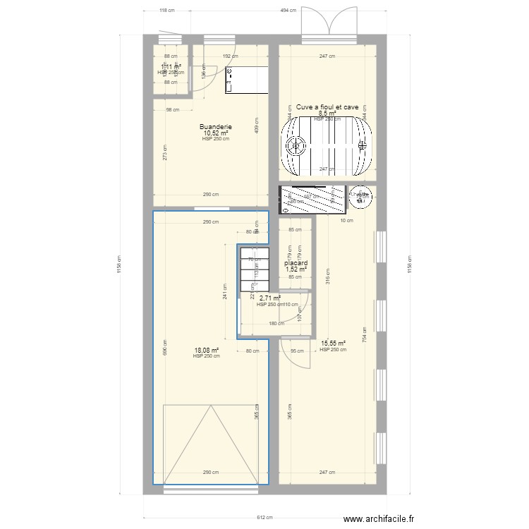 houssin. Plan de 7 pièces et 58 m2