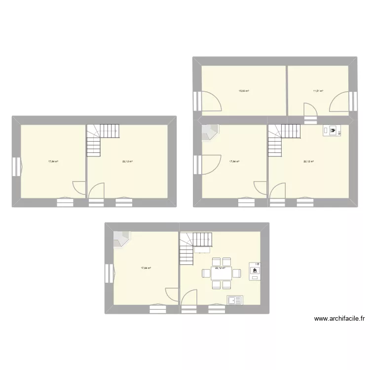RDC Fontc&eacute;veranne. Plan de 8 Pièces et 147 m²