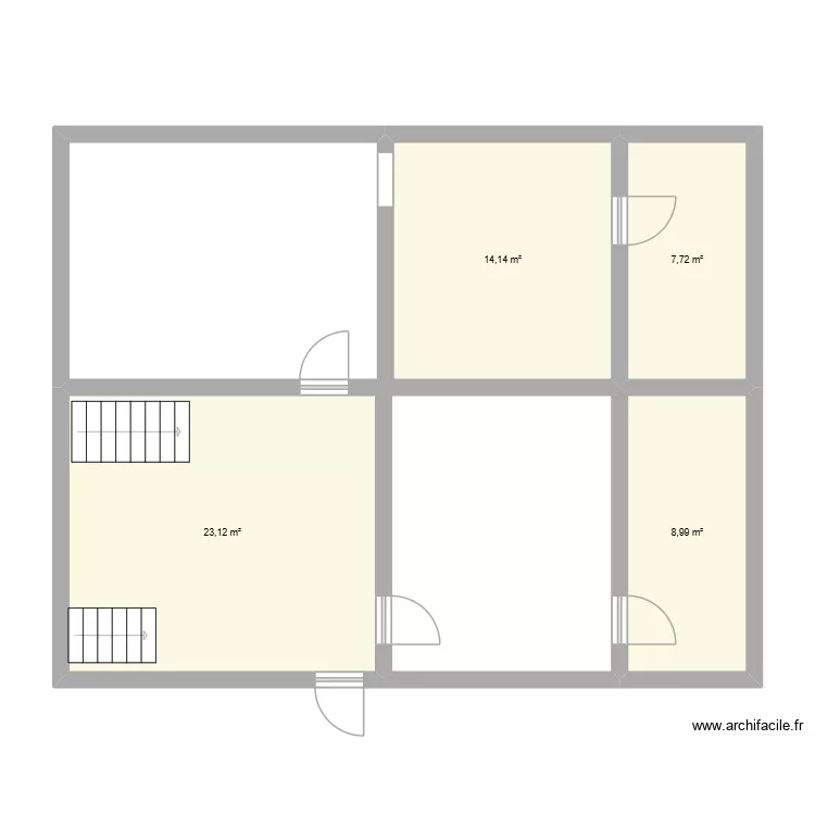 Plan logis entre-sols. Plan de 4  et 54 m²