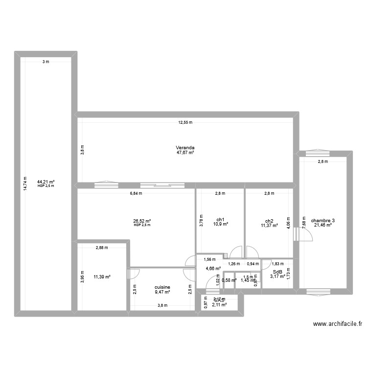 Carignan - Avant Travaux. Plan de 13 pièces et 195 m2