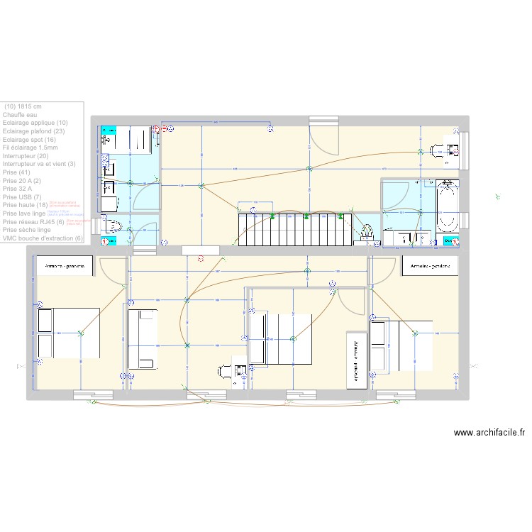 GARAVAN - Electricité v1.7 réduite. Plan de 16 pièces et 197 m2