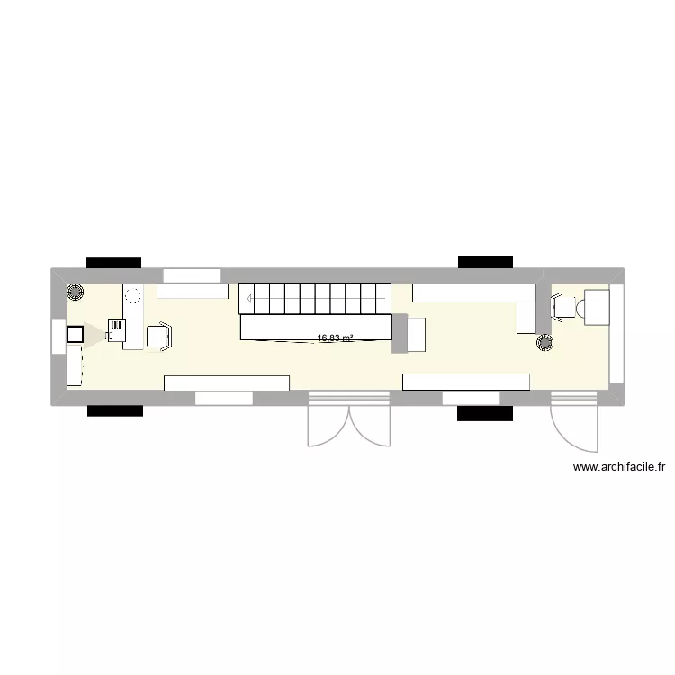 rez de chauss&eacute; bus optic. Plan de 1 pièce et 17 m²