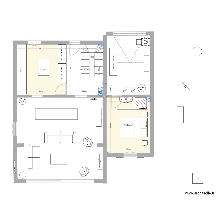 Kerfany9. Plan de 3 pièces et 37 m2