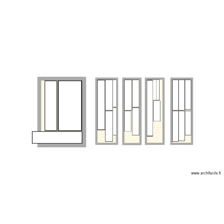 bureau. Plan de 5 pièces et 7 m2