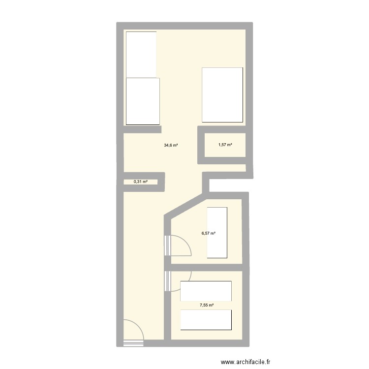 tassin bis. Plan de 5 pièces et 51 m2