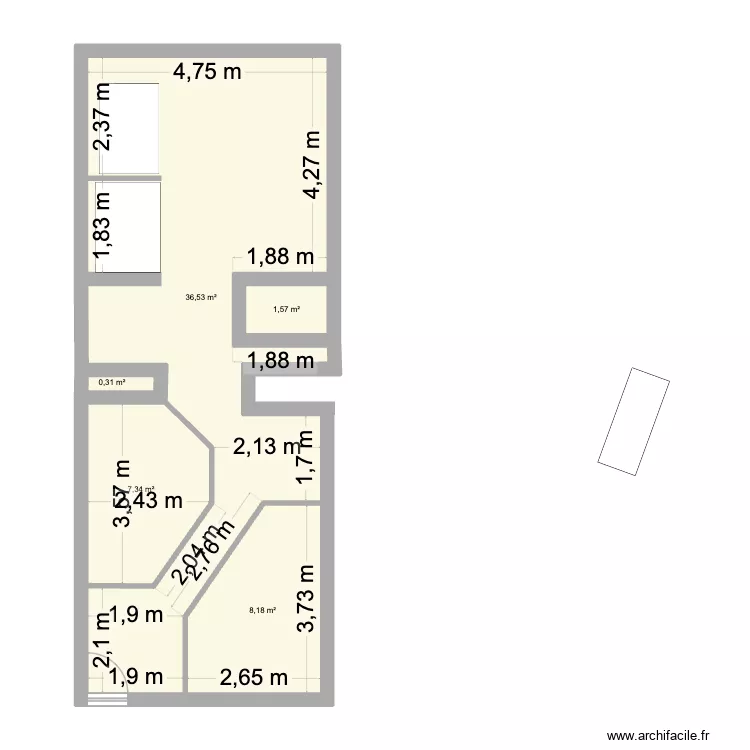 tassin bis. Plan de 5  et 54 m²