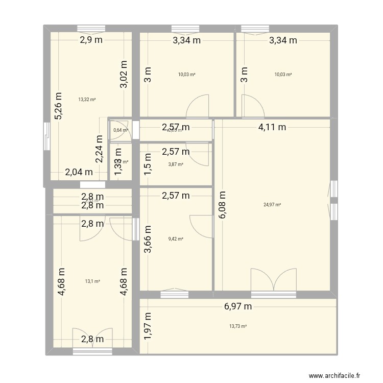 Maison extension. Plan de 12 pièces et 105 m2