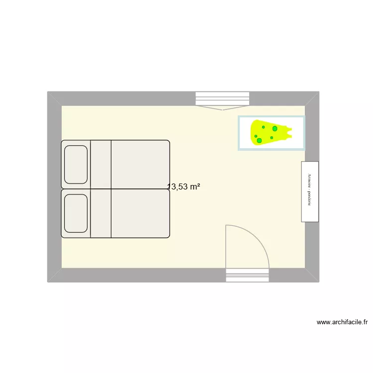 Chambre Lili. Plan de 1 Pièce et 14 m² Chambre Lili. Plan de 1 Pièce et 14 m²