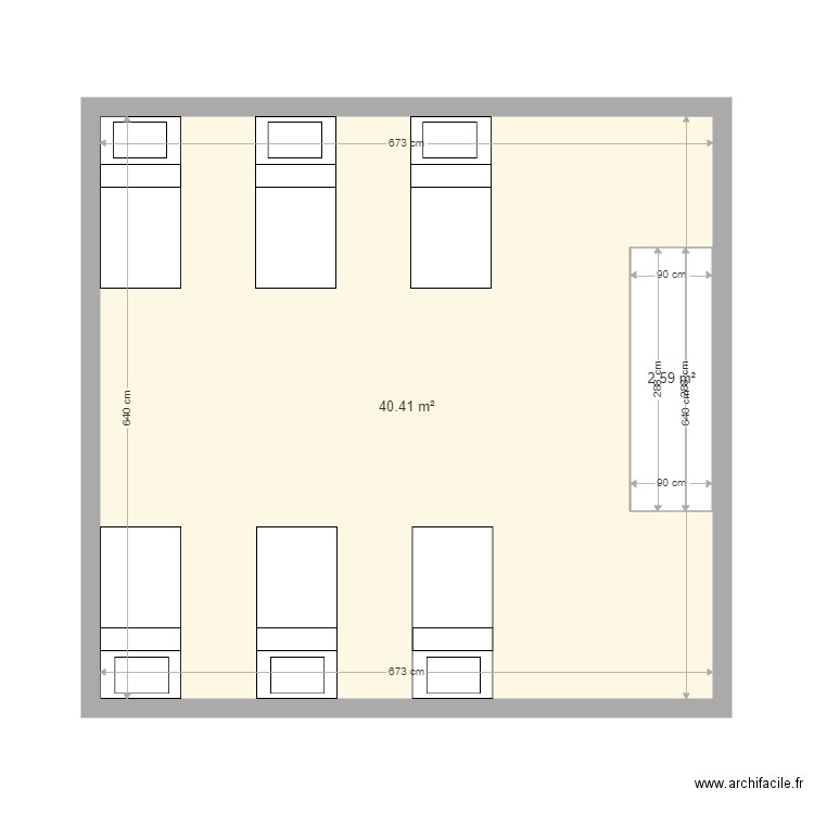 galyce bey 3 2etage. Plan de 2 pièces et 46 m2