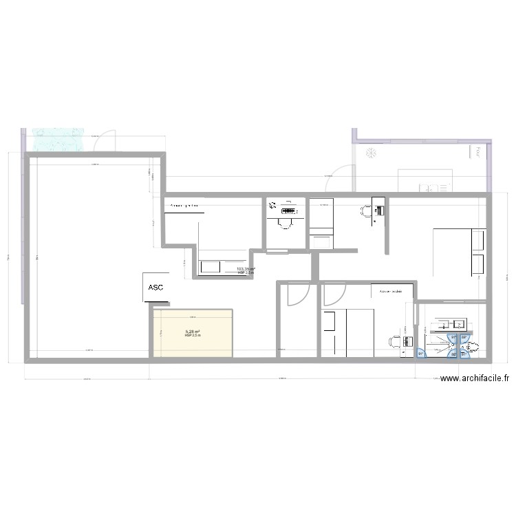 La bien Batie. Plan de 1 pièce et 5 m2